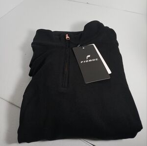 FIOBOC Mens Black Long Sleeve Mock Neck Half Zip Size 4XL